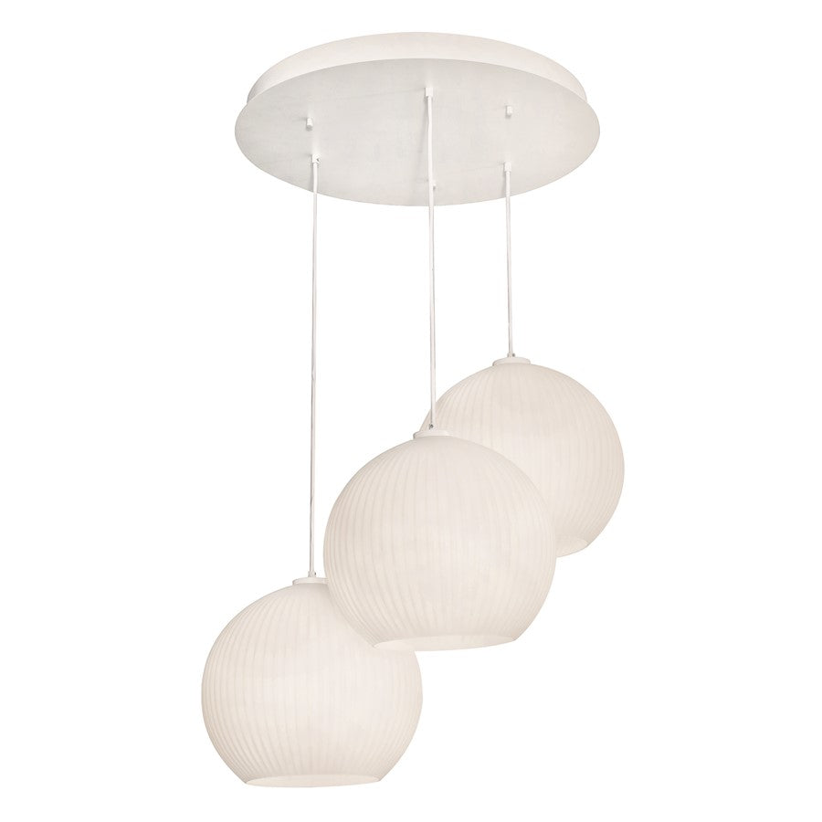 AFX Lighting Cleo 3 Light Round Pendant, White/White - CLEP13WHRND3