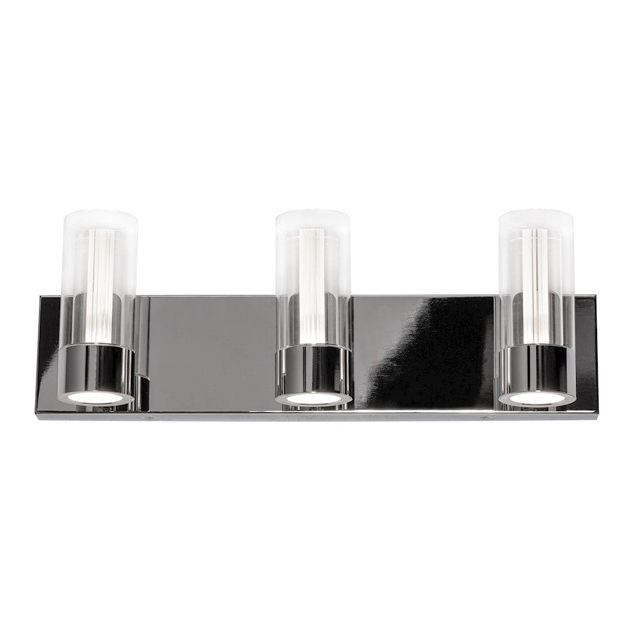 3 Light Bathroom Vanity Light, Polished Chrome