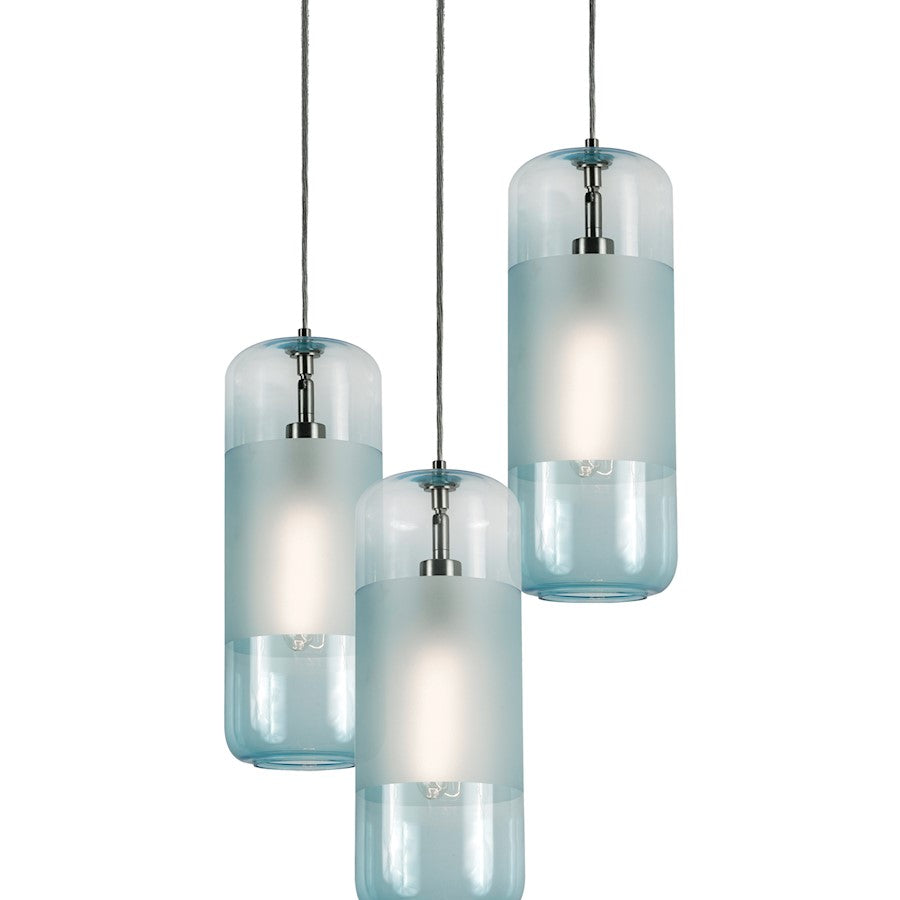 AFX Lighting Hermosa 3 Light LED Round Pendant, Nickel/Aqua - HRP06MBSNAQRND3