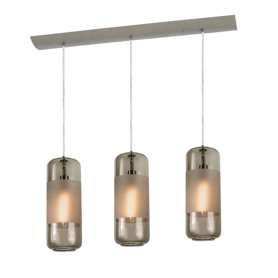 AFX Lighting Hermosa 3 Light LED Linear Pendant, Nickel/Brown - HRP06MBSNBRLNR3