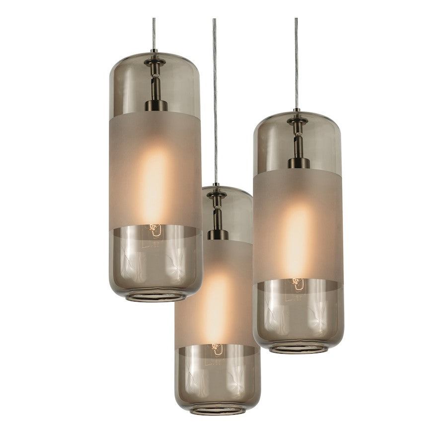 AFX Lighting Hermosa 3 Light LED Round Pendant, Nickel/Brown - HRP06MBSNBRRND3