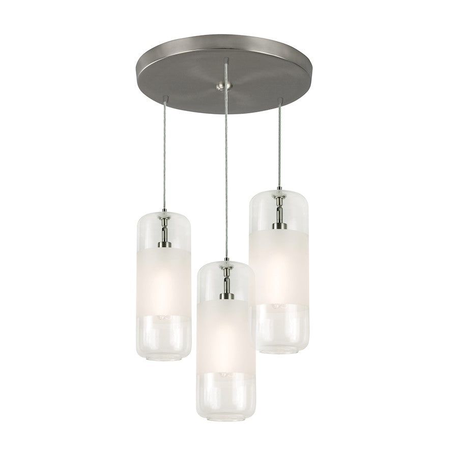 AFX Lighting Hermosa 3 Light LED Round Pendant, Nickel/Clear - HRP06MBSNCLRND3