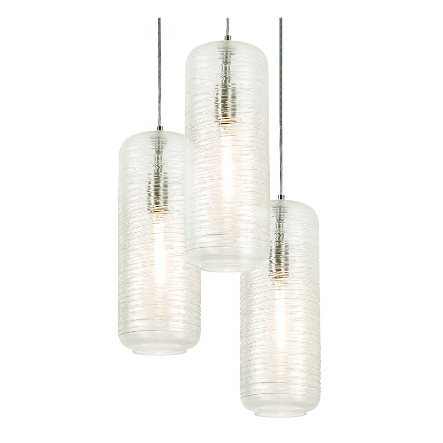 AFX Lighting Hermosa 3 Light LED Round Pendant, NK/Clear Swirl - HRP06MBSNCSRND3