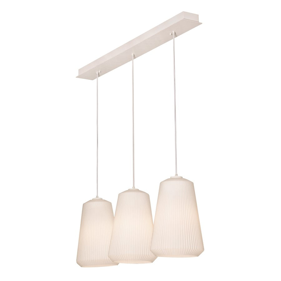 3 Light Medium Base Triple Pendant, White