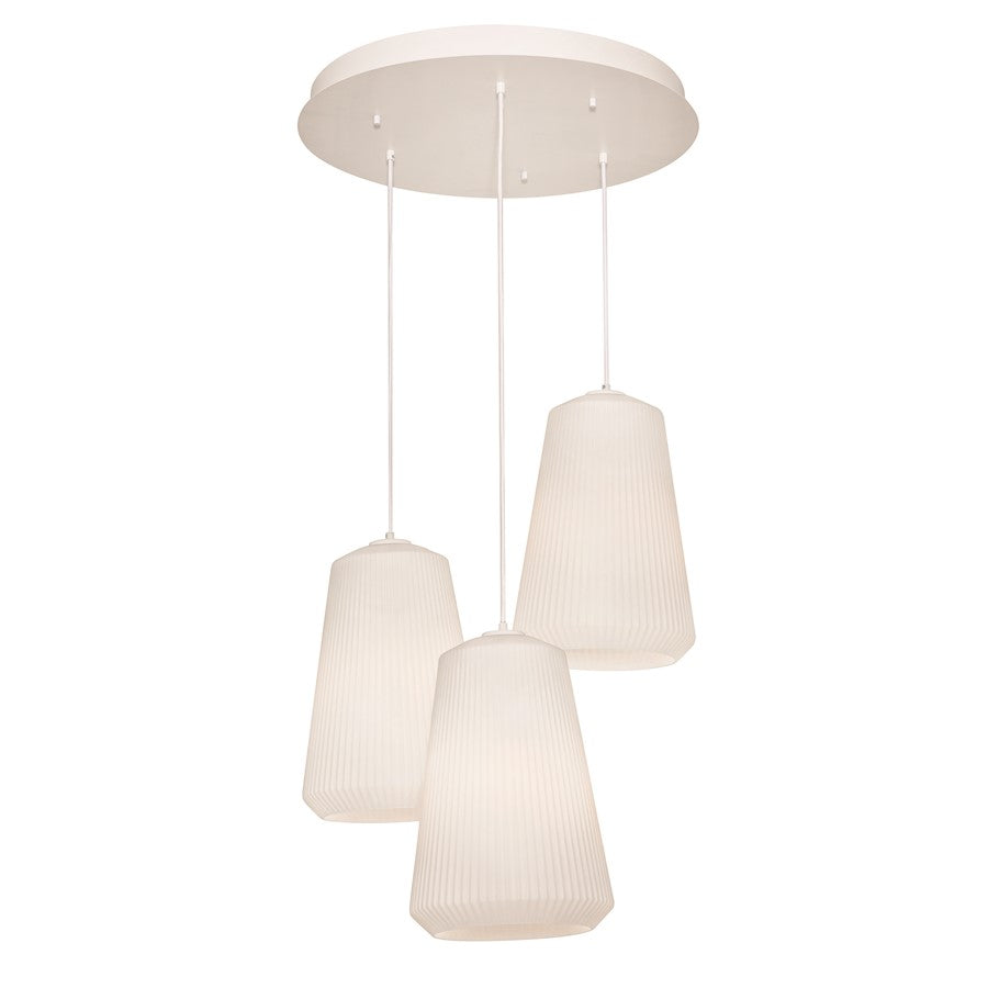 3 Light Medium Base Triple Pendant, White