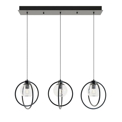 AFX Lighting Jamie 3 Lt Linear Mini-Pendant, 120V, Black/Clear - JAMP12MBBKLNR3