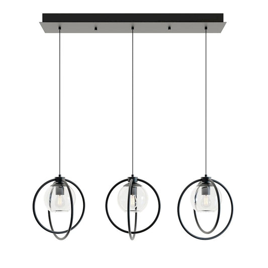 AFX Lighting Jamie 3 Lt Linear Mini-Pendant, 120V, Black/Clear - JAMP12MBBKLNR3