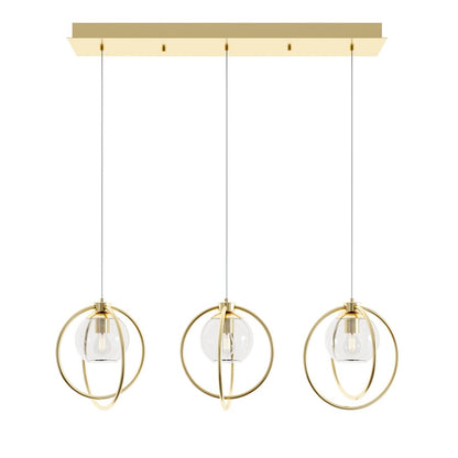 AFX Lighting Jamie 3 Lt Linear Mini-Pendant, 120V, Brass, Clear - JAMP12MBSBLNR3