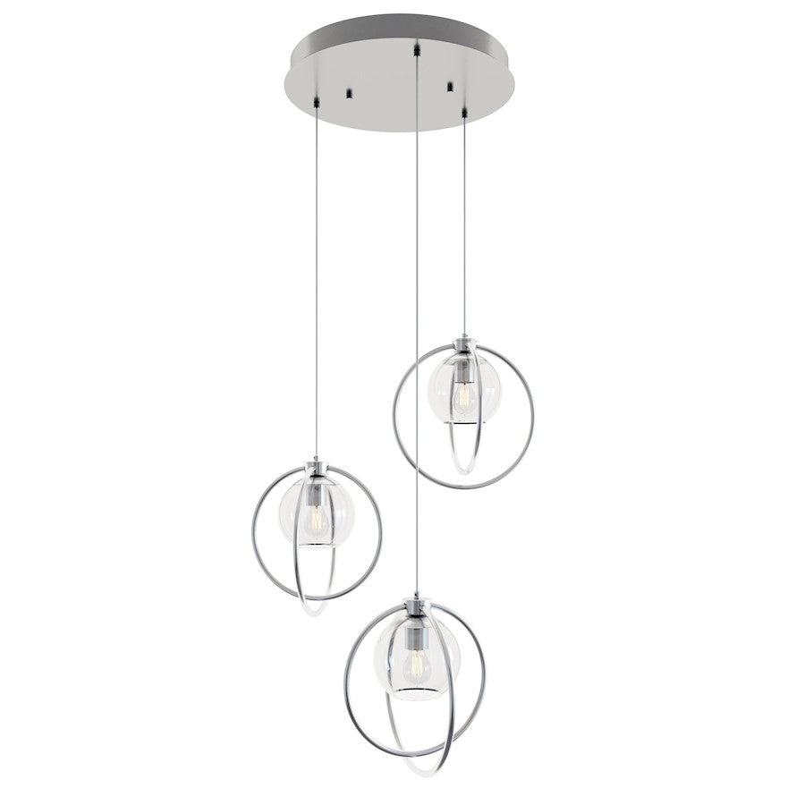 AFX Lighting Jamie 3 Lt Round Mini-Pendant, 120V, Nickel/Clear - JAMP12MBSNRND3