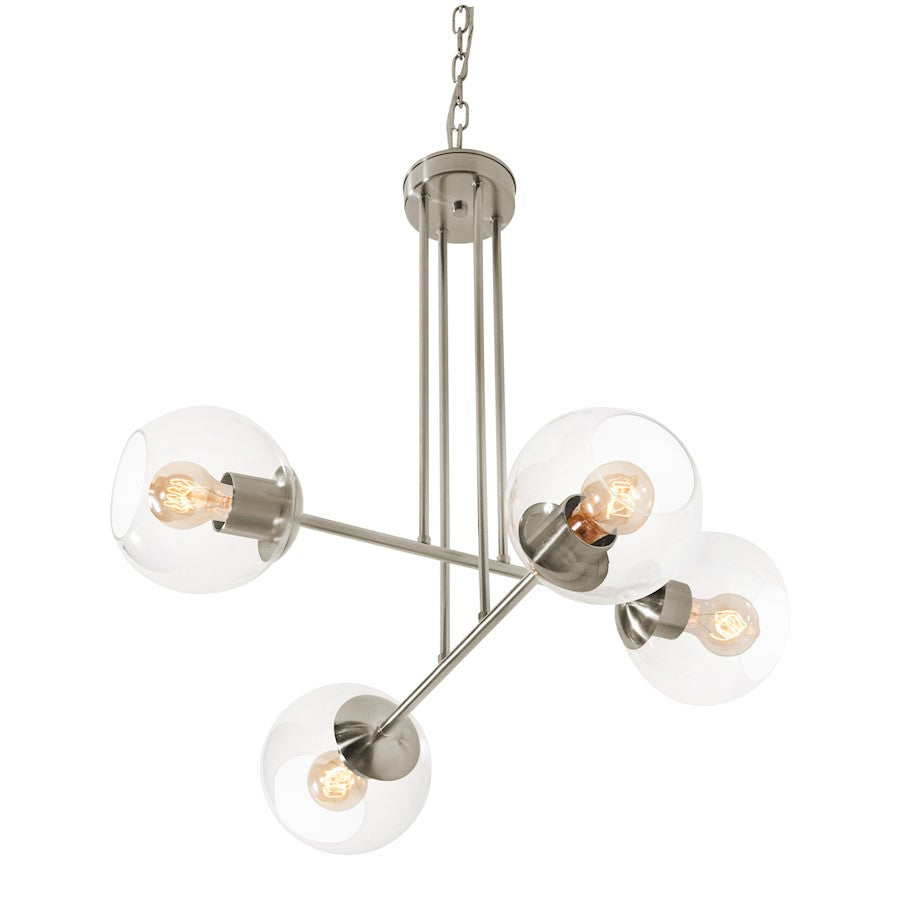 AFX Lighting Jamie 4 Light 25" Pendant, Satin Nickel/Clear - JAMP25MBSN