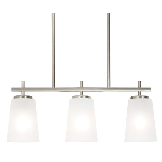 AFX Lighting Joanna 3 Light Linear Pendant, Satin Nickel/White - JNNP0523MBSN