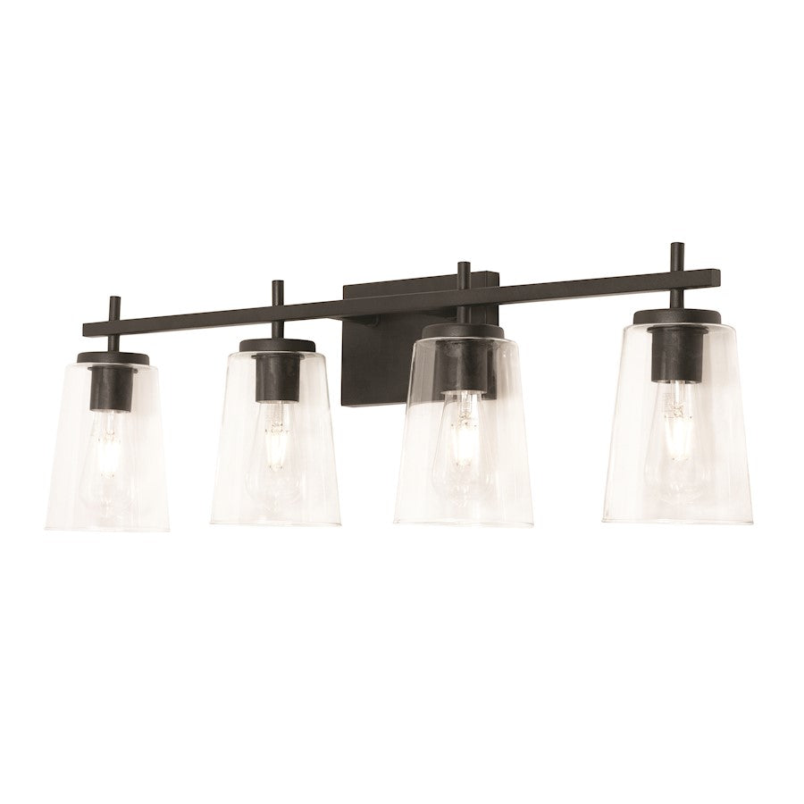 AFX Lighting Joanna 4 Light 33" Vanity, Black/Clear - JNNV3309MBBK