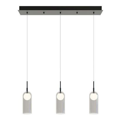 AFX Lighting Kiran 3 Light Linear Pendant, 120V, Black/Smoke - KRNP04L30D1BKLNR3