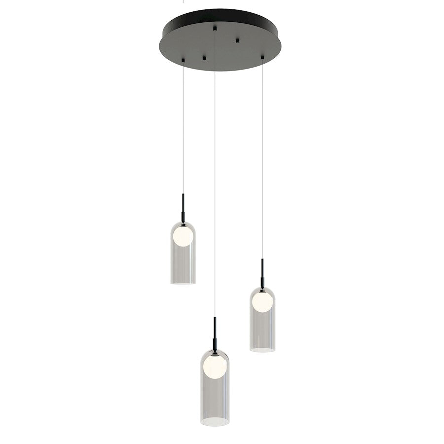 AFX Lighting Kiran 3 Light Round Pendant, 120, Black/Smoke - KRNP04L30D1BKRND3