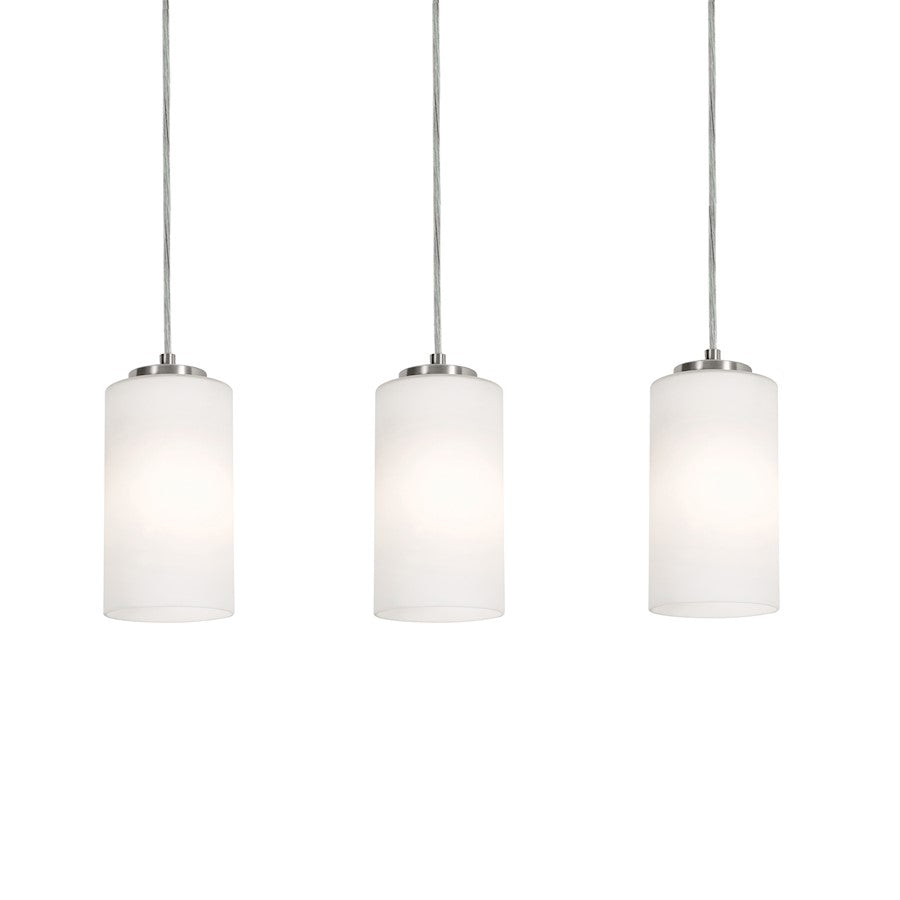 AFX Lighting Leo 3 Light Linear Pendant, Satin Nickel/White - LEOP04MBSNLNR3