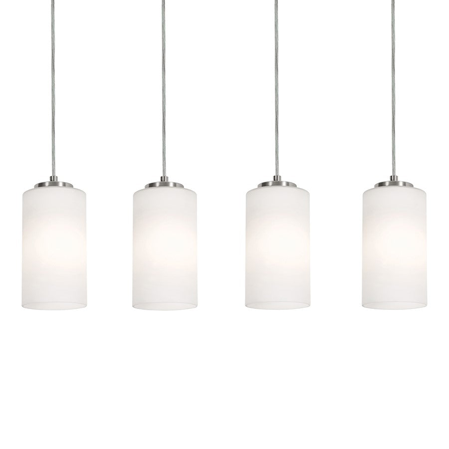 AFX Lighting Leo 4 Light Linear Pendant, Satin Nickel/White - LEOP04MBSNLNR4