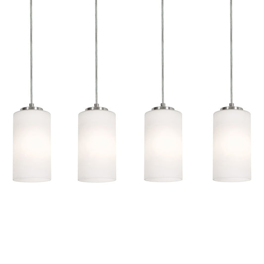 AFX Lighting Leo 4 Light Linear Pendant, Satin Nickel/White - LEOP04MBSNLNR4