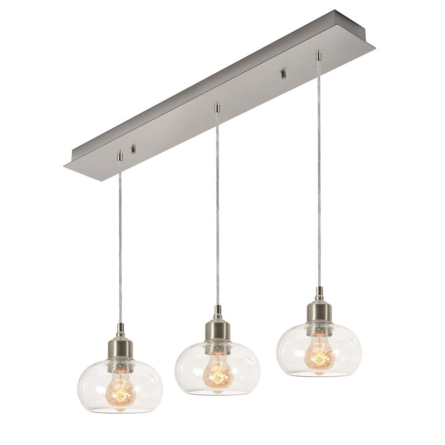 AFX Lighting Laney 3 Light Linear Pendant, 120V, Nickel/Clear - LNYP07MBSNLNR3