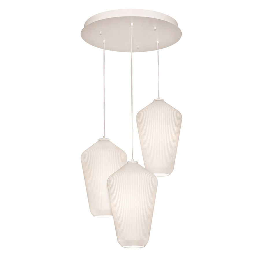 3 Light Medium Base Triple Pendant, White