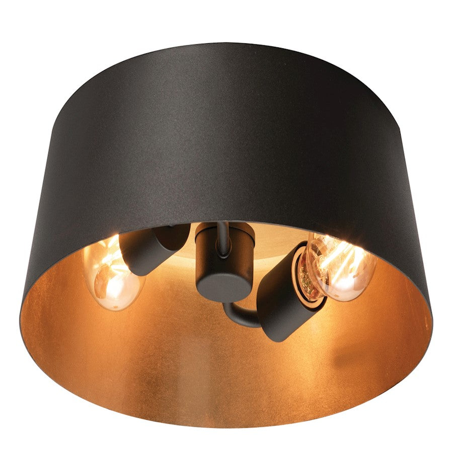 AFX Lighting Lyric 2 Light Flush Mount, Gold/Black/Gold