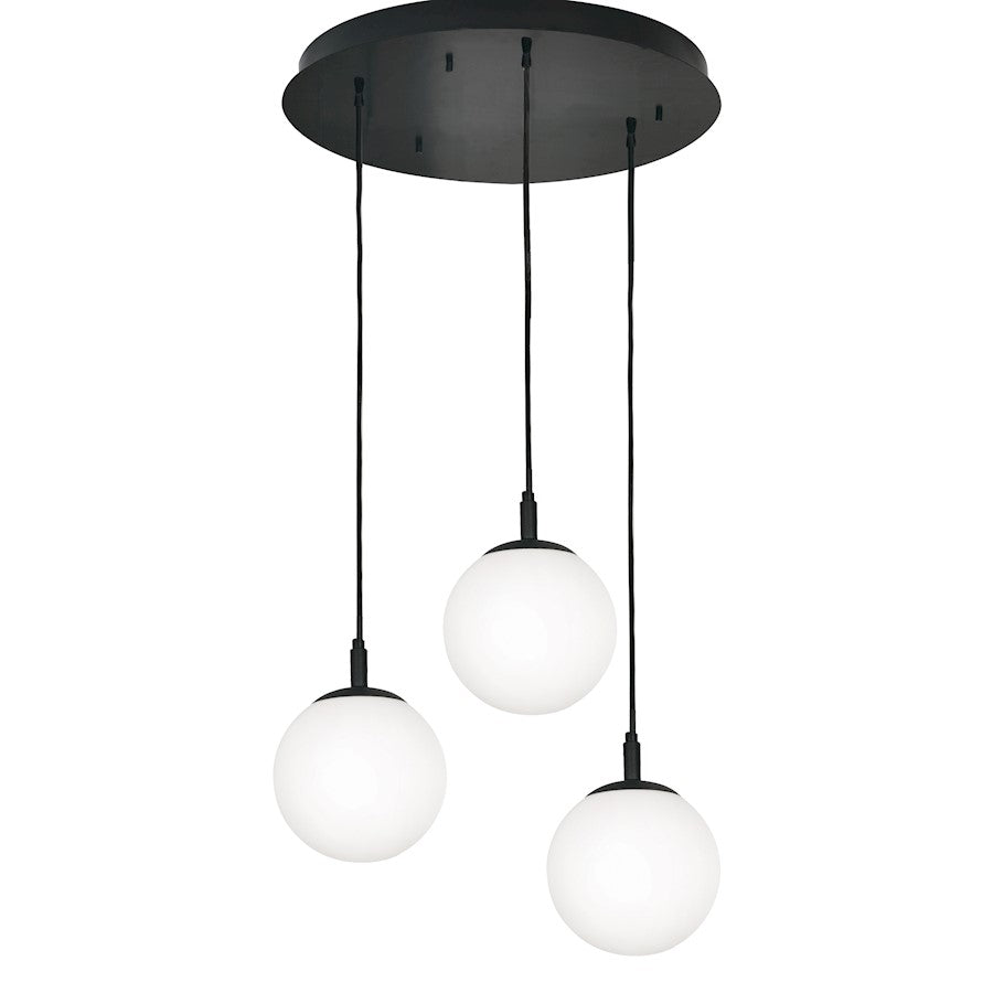 AFX Lighting Loretto Triple Round Pendant, Medium Base, BK/WH - LRTP07MBBKRND3