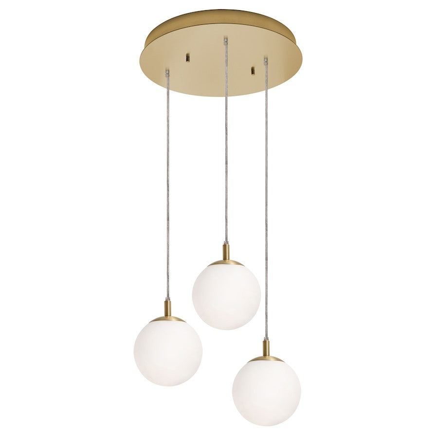 AFX Lighting Loretto 3 Light Round Pendant, 120V, Brass/White - LRTP07MBSBRND3