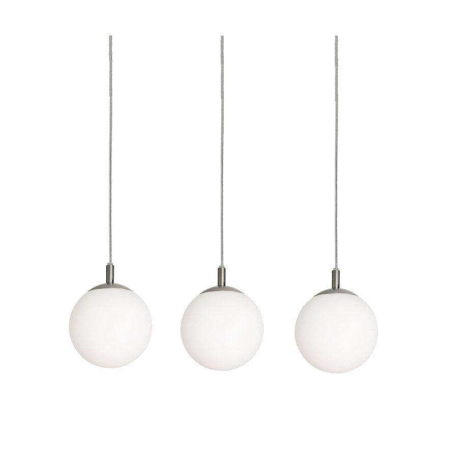 AFX Lighting Loretto Triple Linear Pendant, Med Base, Nickel/WH - LRTP07MBSNLNR3