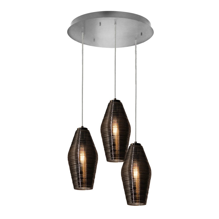 AFX Lighting Mila 3 Light Multi Round Pendant, Satin Nickel/Smoke - MLAP13SMRND3