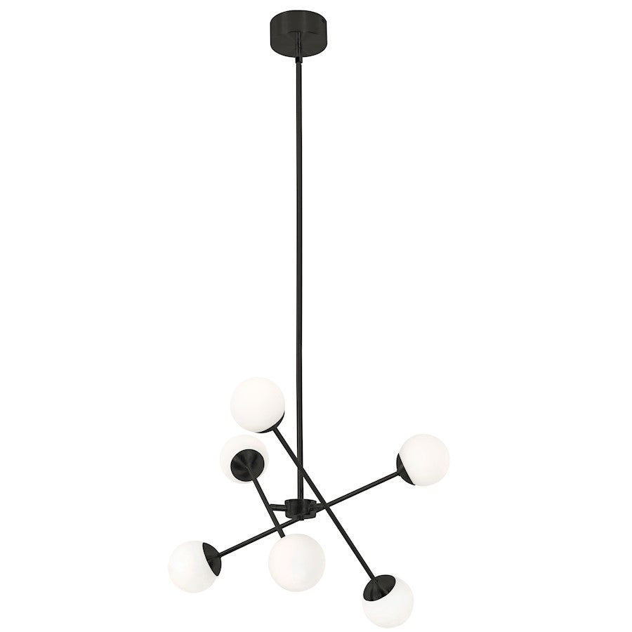 AFX Lighting Pearl 6 Light 24" Pendant, Black/White - PRLP24L30D1BK