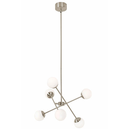 AFX Lighting Pearl 6 Light 24" Pendant, Satin Nickel/White - PRLP24L30D1SN