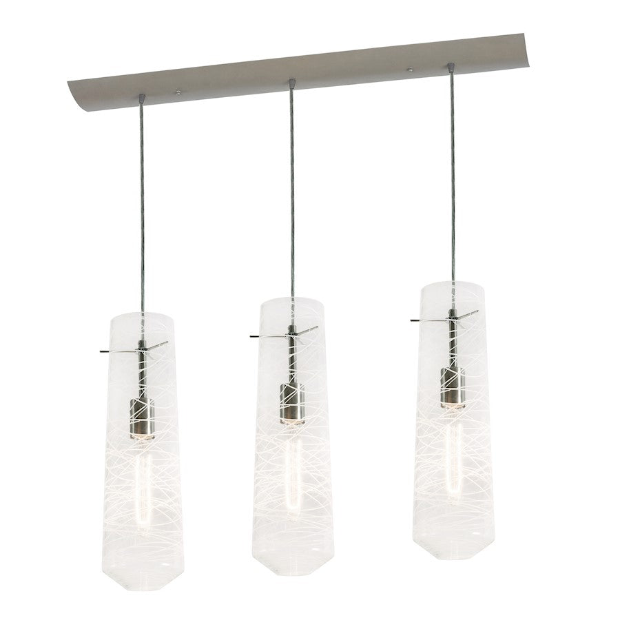 AFX Lighting Spun 3 Light Multi Linear Pendant, Nickel/Clear - SPP05MBSNCLLNR3