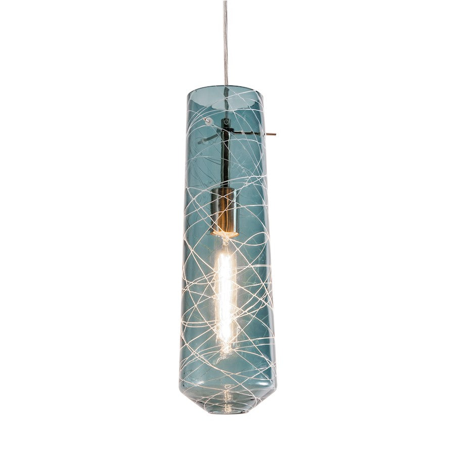 AFX Lighting Spun Pendant, Satin Nickel/Steel Blue - SPP05MBSNSB