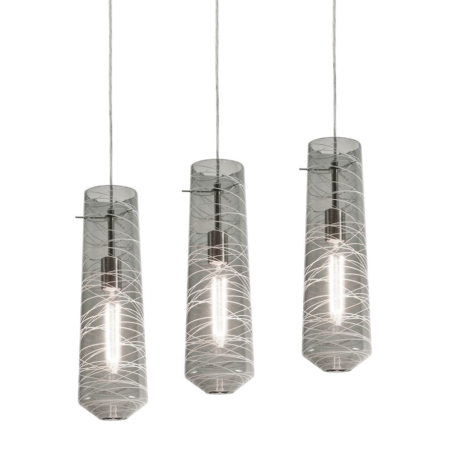 AFX Lighting Spun 3 Light Multi Linear Pendant, Nickel/Smoke - SPP05MBSNSMLNR3