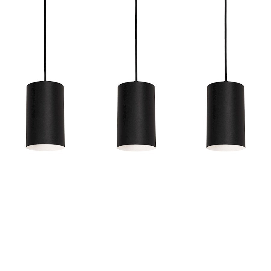 AFX Lighting Tyke 3 Light Linear Pendant, Black/Black - TYKP04MBBKLNR3