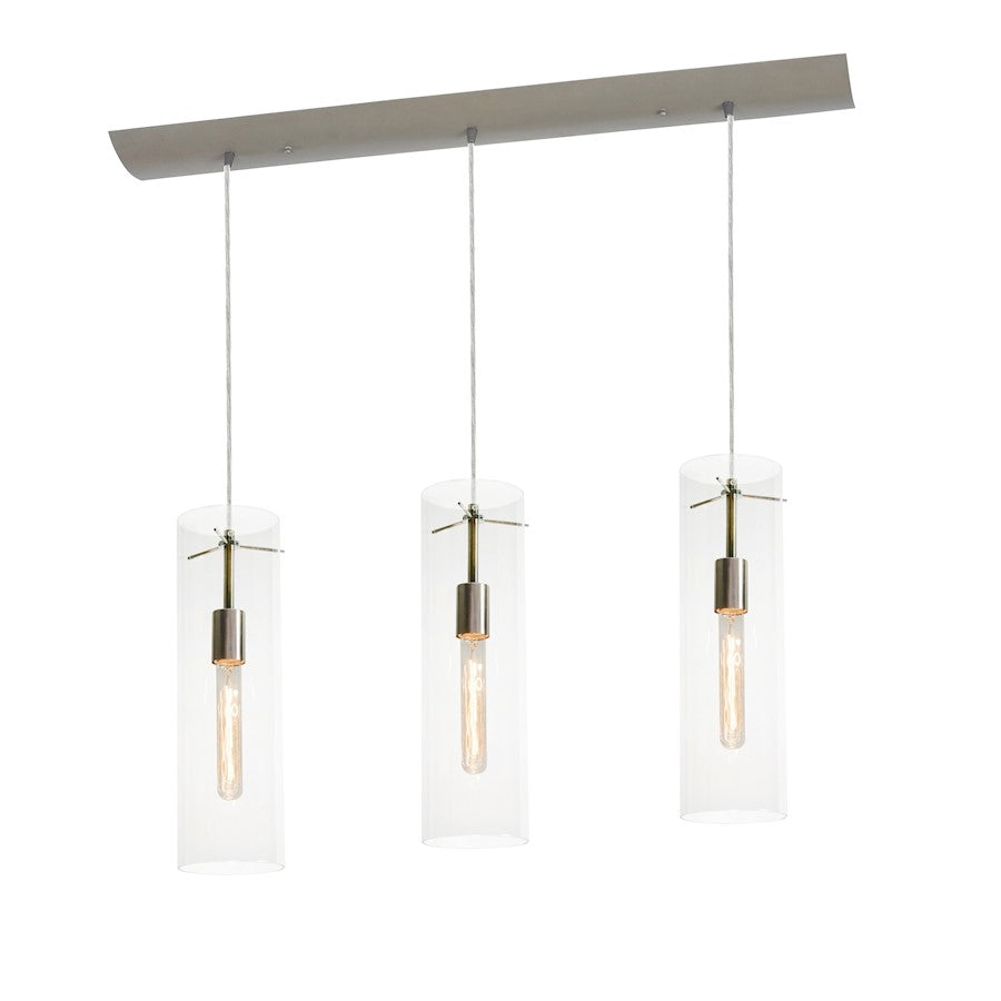 AFX Lighting View 3 Light Multi Linear Pendant, Nickel/Clear - VIP05MBSNCLLNR3