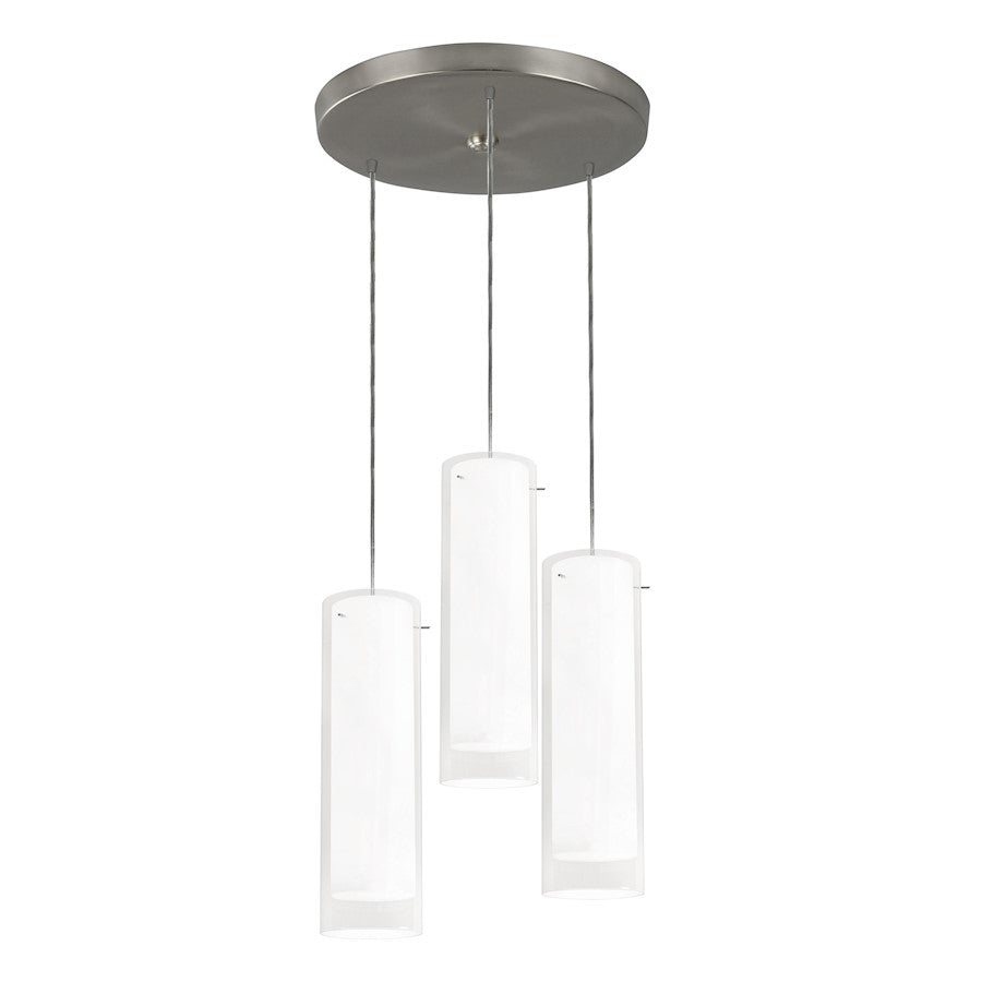 AFX Lighting View 3 Light Multi Round Pendant, Nickel/White - VIP05MBSNWHRND3