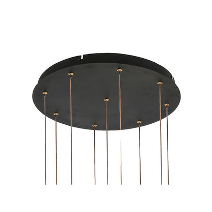 9 Light LED Pendant, Black/Gold