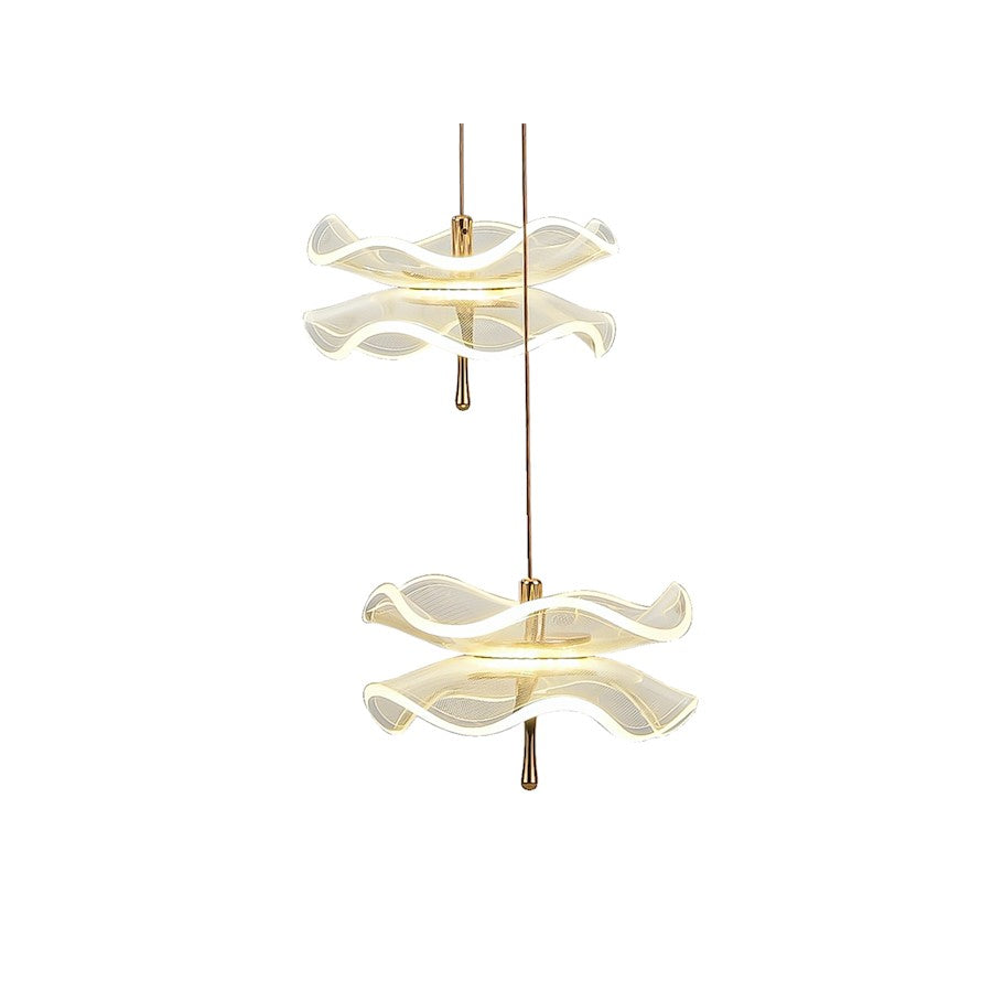 9 Light LED Pendant, Black/Gold