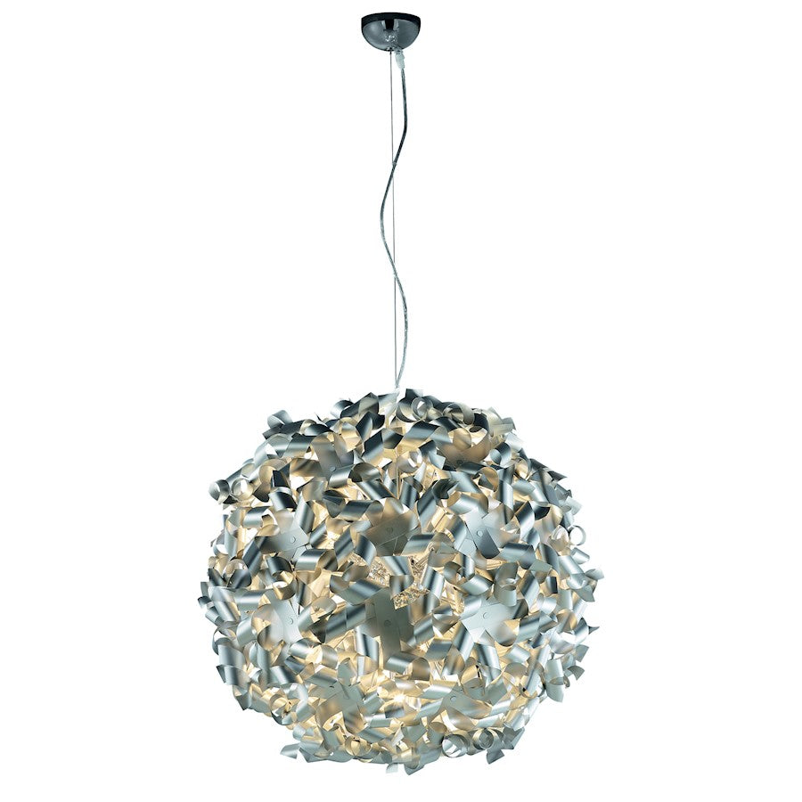 9 Light LED Pendant, Silver