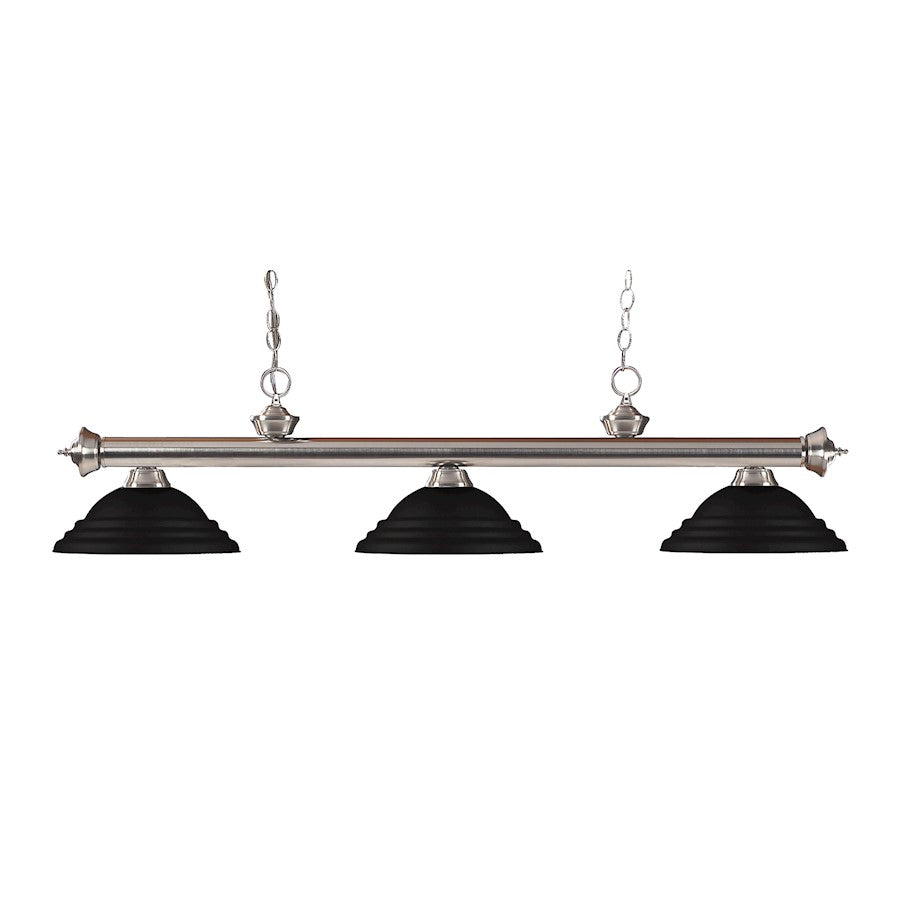 Z-Lite Riviera 3 Light 14" Island/Billiard, Brushed Nickel, Black - 100703BN-SMB