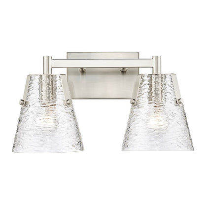 Z-Lite Analia 2 Light Vanity, Brushed Nickel/Clear Ribbed - 1101-2V-BN