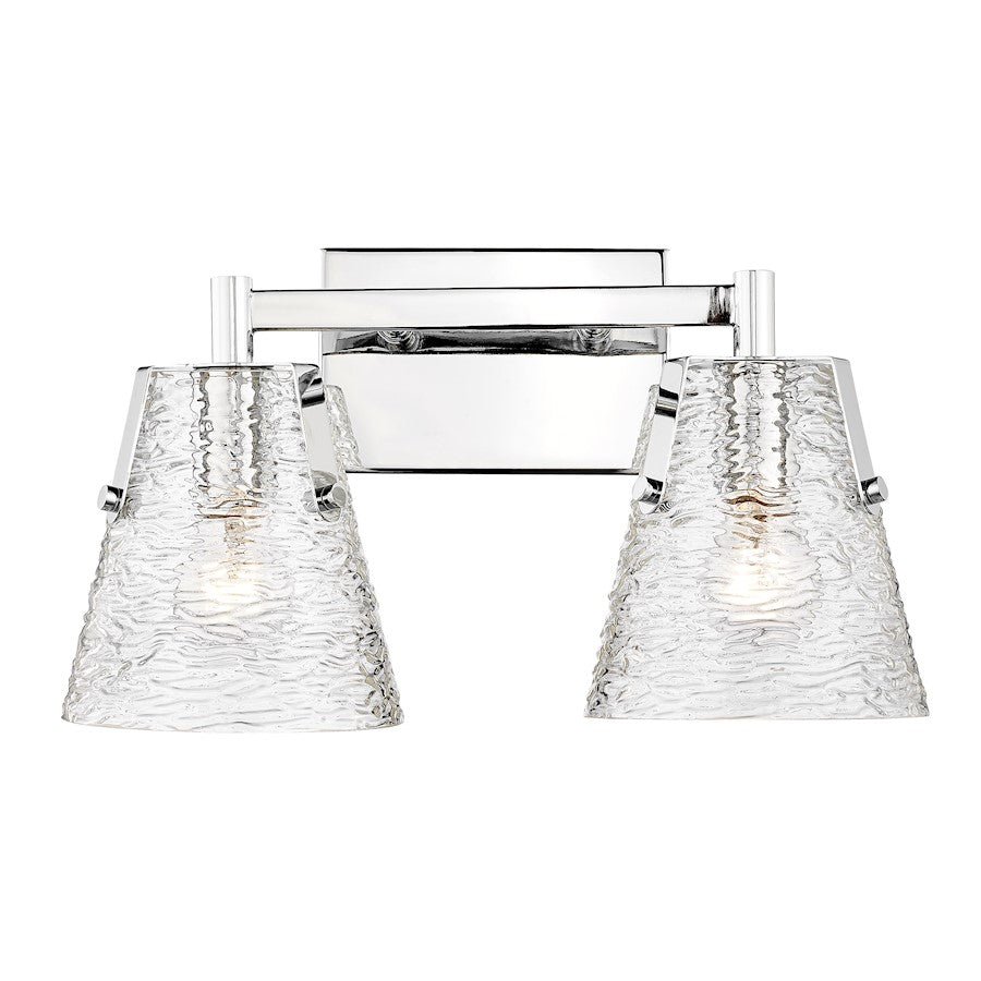 Z-Lite Analia 2 Light Vanity, Chrome/Clear Ribbed - 1101-2V-CH