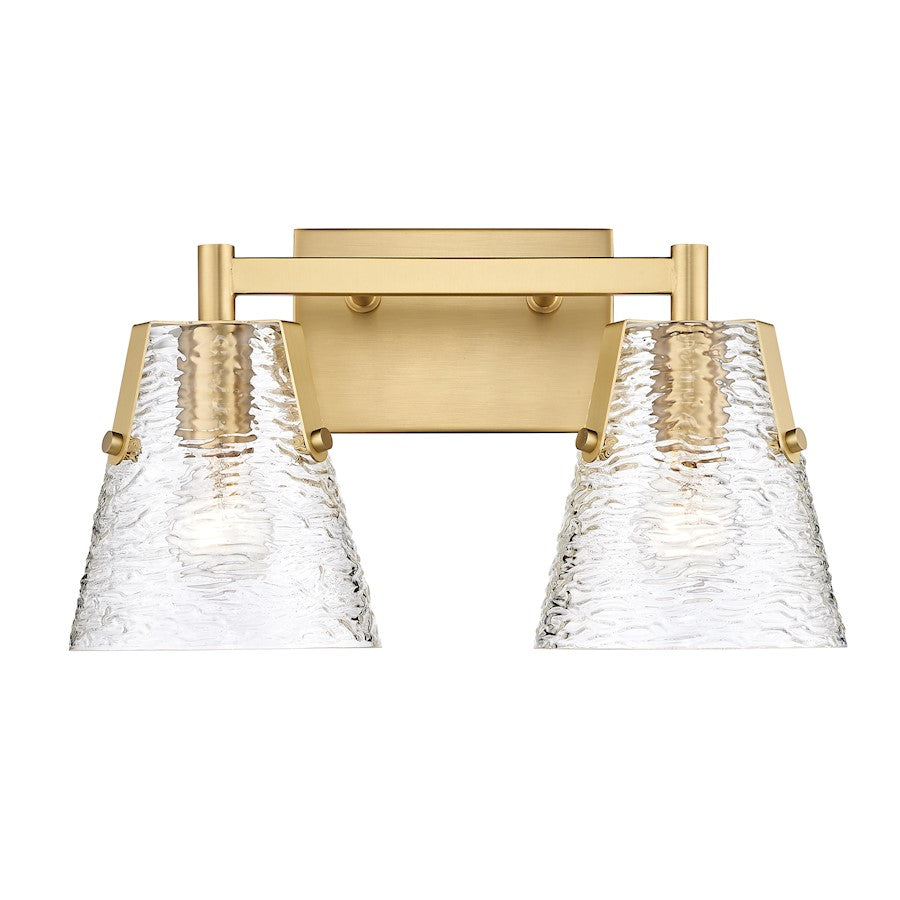 Z-Lite Analia 2 Light Vanity, Modern Gold/Clear Ribbed - 1101-2V-MGLD