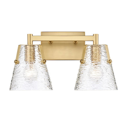 Z-Lite Analia 2 Light Vanity, Modern Gold/Clear Ribbed - 1101-2V-MGLD