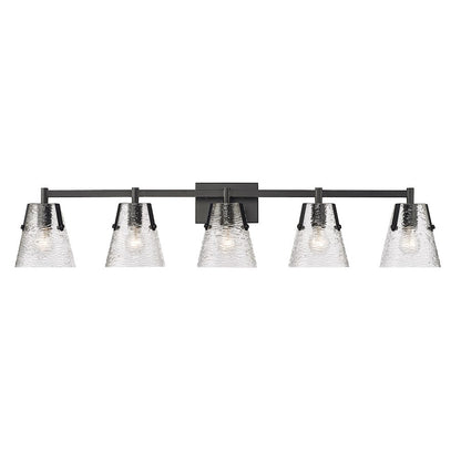 Z-Lite Analia 5 Light Vanity, Matte Black/Clear Ribbed - 1101-5V-MB