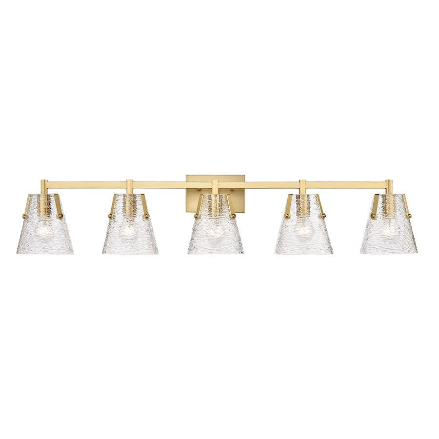 Z-Lite Analia 5 Light Vanity, Modern Gold/Clear Ribbed - 1101-5V-MGLD