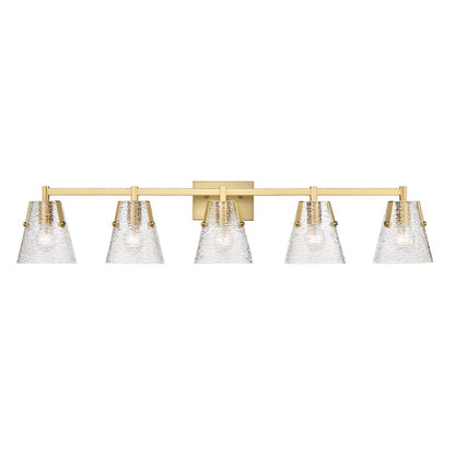 Z-Lite Analia 5 Light Vanity, Modern Gold/Clear Ribbed - 1101-5V-MGLD