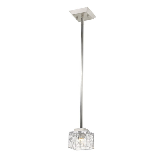 Z-Lite Rubicon 1 Light 4.25" Mini Pendant, Brushed Nickel, Clear - 1927MP-BN-LED