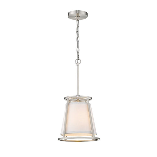 Z-Lite Lenyx Pendant 1 Light 20" Mini Pendant, Brushed Nickel, White - 1935MP-BN