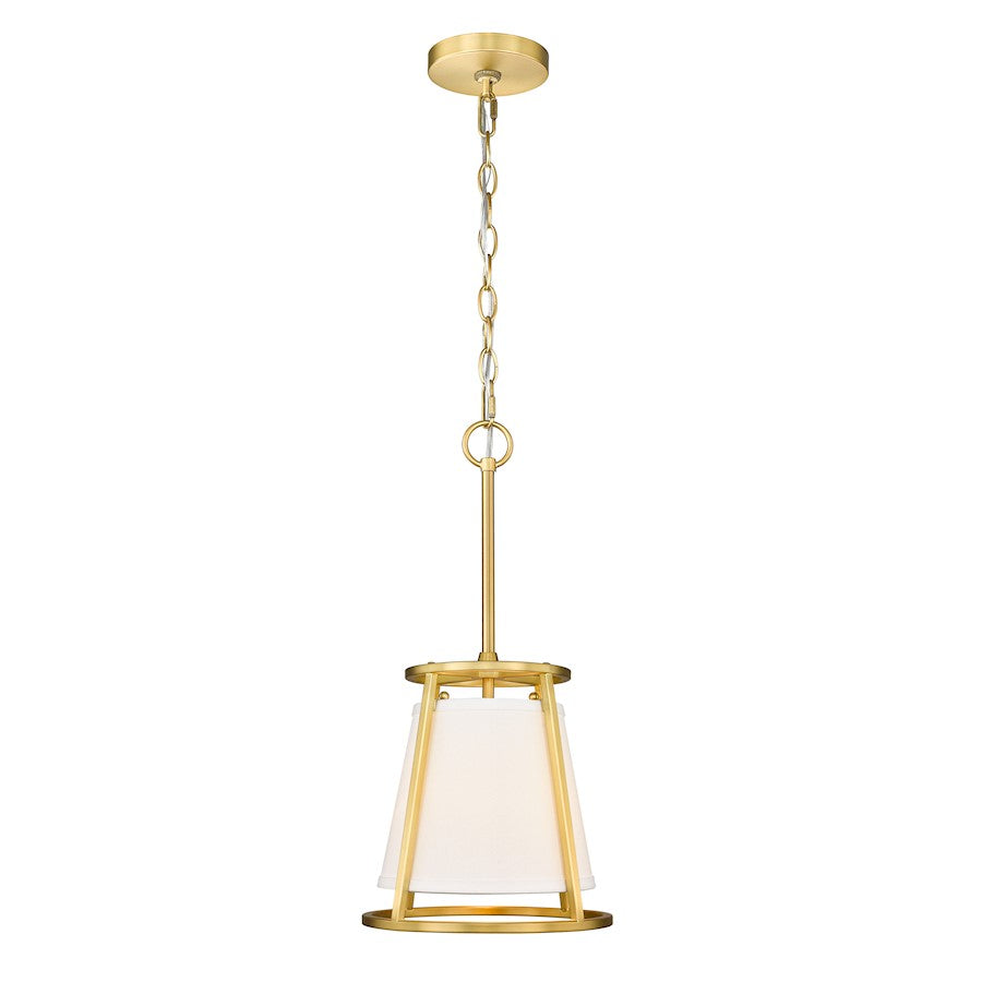 Z-Lite Lenyx 1 Light 10" Mini Pendant, Rubbed Brass/White - 1935MP-RB